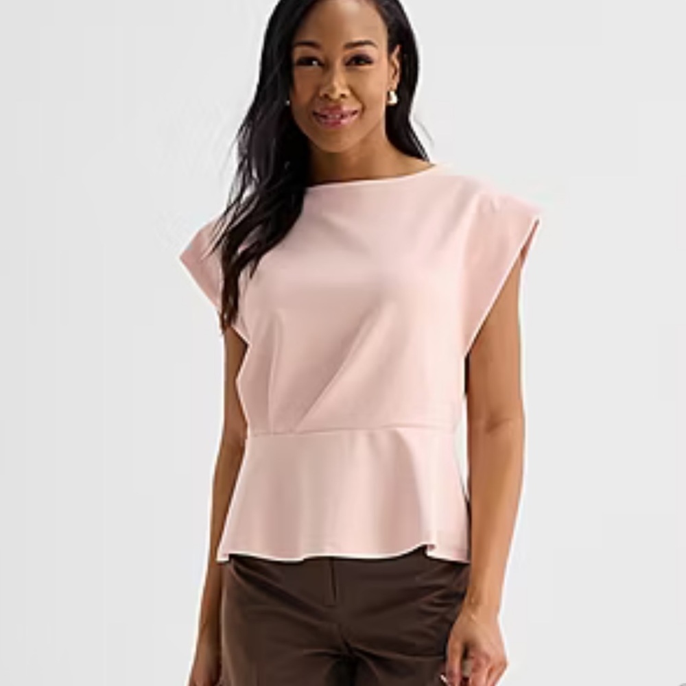 Liz Claiborne Pink Cap-Sleeve Peplum Top NWT Sz XLP